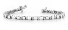 14K WHITE GOLD 1 CTW G-H I1/I2 ALTERNATING BLOCK TENNIS BRACELET LAB-GROWN DIAMOND