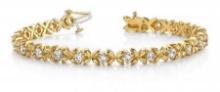 14KT YELLOW GOLD 2 CTW G-H VS2/SI1 FACETED X LINK BRACELET LAB-GROWN DIAMOND