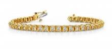 14K YELLOW GOLD 2.50 CTW G-H VS2/SI1 HALF BEZEL CIRCLE LINK TENNIS BRACELET LAB-GROWN DIAMOND