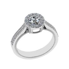 1.25 Ctw SI2/I1 Diamond 14K White Gold Engagement Halo Ring (ALL DIAMOND ARE LAB GROWN)