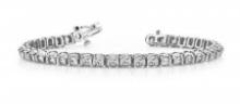 14KT WHITE GOLD 2.50 CTW G-H VS2/SI1 HALF BEZEL CIRCLE LINK TENNIS BRACELET LAB-GROWN DIAMOND