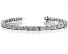 14K WHITE GOLD 4 CTW G-H I1/I2 PRINCESS CUT BRACELET LAB-GROWN DIAMOND