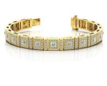 14KT YELLOW GOLD 5 CTW G-H VS2/SI1 BEZEL SET PRINCESS BRACELET LAB-GROWN DIAMOND