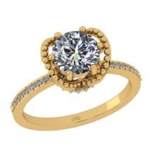 1.29 Ctw VS/SI1 Diamond 10K Yellow Gold Engagement Hiden Halo Ring