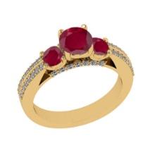 1.86 Ctw VS/SI1 Ruby and Diamond 14K Yellow Gold Vintage Style Ring (ALL DIAMOND ARE LAB GROWN DIAMO