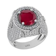 7.00 Ctw VS/SI1 Ruby And Diamond 14K White Gold Engagement Ring