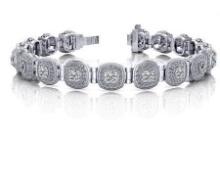 14KT WHITE GOLD 3 CTW G-H VS2/SI1 FANCIFUL ROUND BRACELET LAB-GROWN DIAMOND LAB-GROWN DIAMONDWITH TU