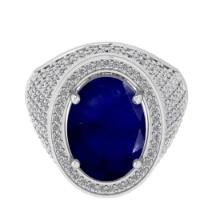 7.50 Ctw VS/SI1 Blue Sapphire And Diamond 14K White Gold Engagement Ring