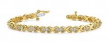 14K YELLOW GOLD 1.75 CTW G-H I1/I2 X LINK LOVEBIRD BRACELET LAB-GROWN DIAMOND