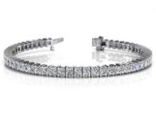 14K WHITE GOLD 4 CTW G-H VS2/SI1 PRINCESS CUT STRAND TENNIS BRACELET LAB-GROWN DIAMOND