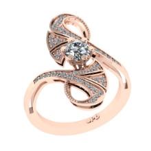 0.73 Ctw VS/SI1 Diamond 10K Rose Gold Engagement Halo Ring