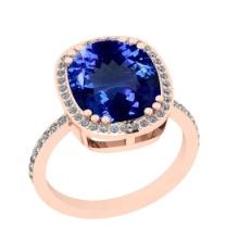 5.20 Ctw VS/SI1 Tanzanite And Diamond 18k Rose Gold Cocktail Ring