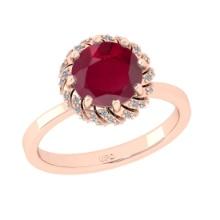 2.25 Ctw VS/SI1 Ruby and Diamond Prong Set 14K Rose Gold Engagement Ring