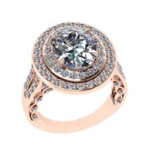 5.19 Ctw SI2/I1 Diamond 14K Rose Gold Engagement Halo Ring (ALL DIAMOND ARE LAB GROWN)