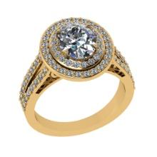 2.88 Ctw VS/SI1 Diamond Prong Set 14K Yellow Gold Engagement Ring