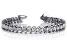 14K WHITE GOLD .75 CTW G-H VS2/SI1 CLASSIC S SHAPED TENNIS BRACELET LAB-GROWN DIAMOND