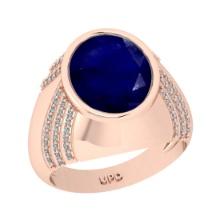 5.15 Ctw VS/SI1 Blue Sapphire And Diamond 14K Rose Gold Engagement Ring