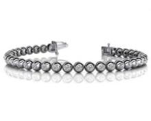 14KT WHITE GOLD 1 CTW G-H VS2/SI1 ROUND BEZEL SET TENNIS BRACELET LAB-GROWN DIAMOND