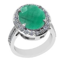 5.55 Ctw VS/SI1 Emerald And Diamond 14K White Gold Engagement Ring