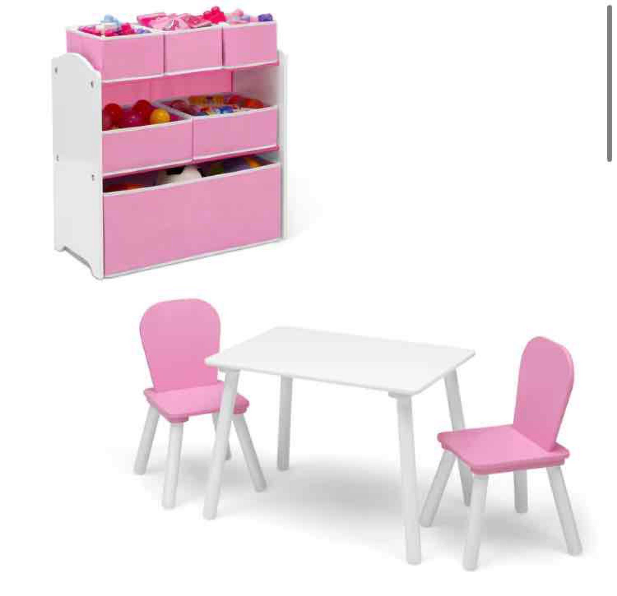 Delta Children 4-Piece Toddler Playroom Set ? Includes Play Table and 6 Bin Toy Organizer with