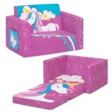 Delta Children Unicorn 2-in-1 Cozy Convertible Flip-Out Foam Chair