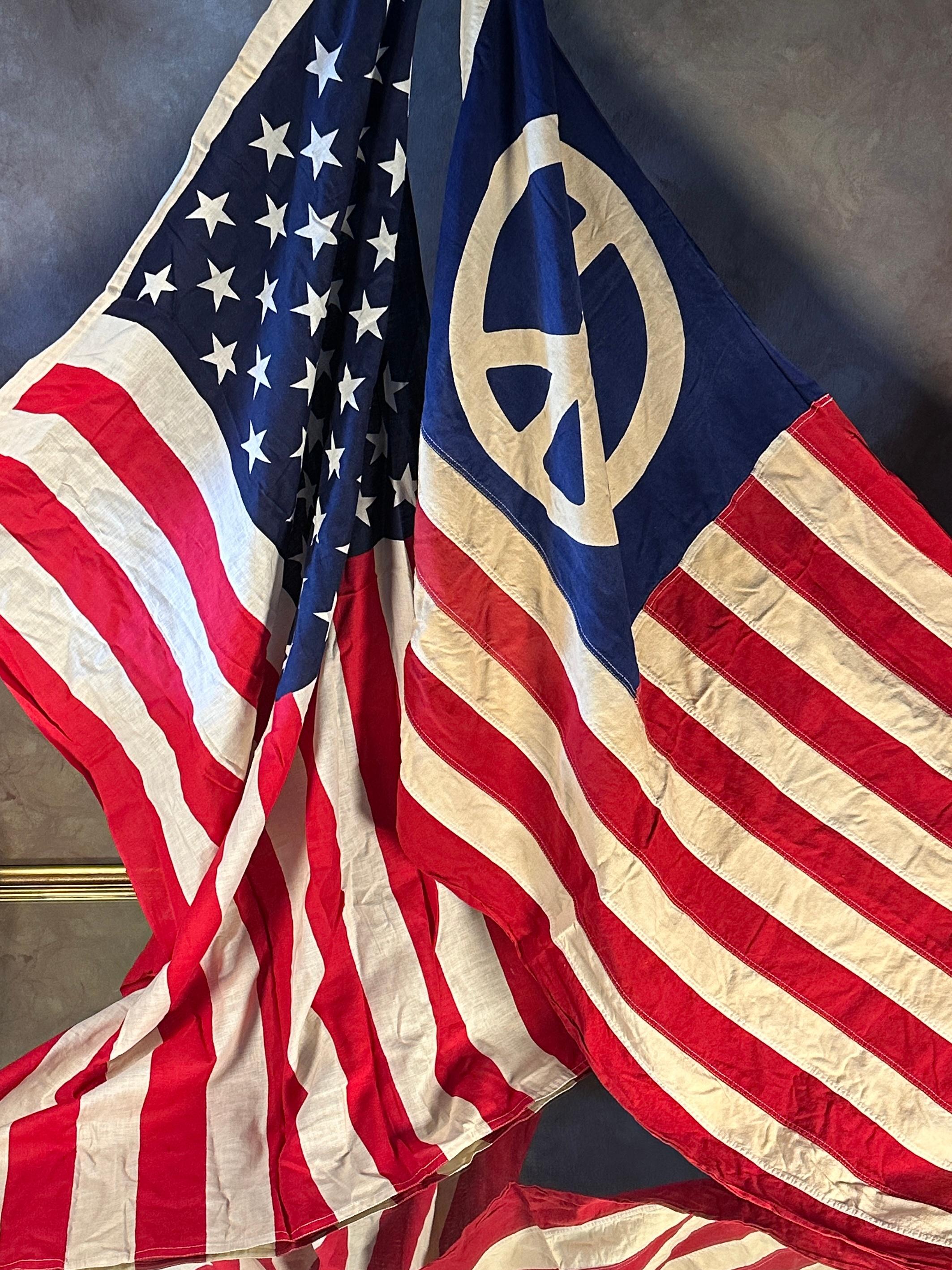 American Flag and Peace Flag
