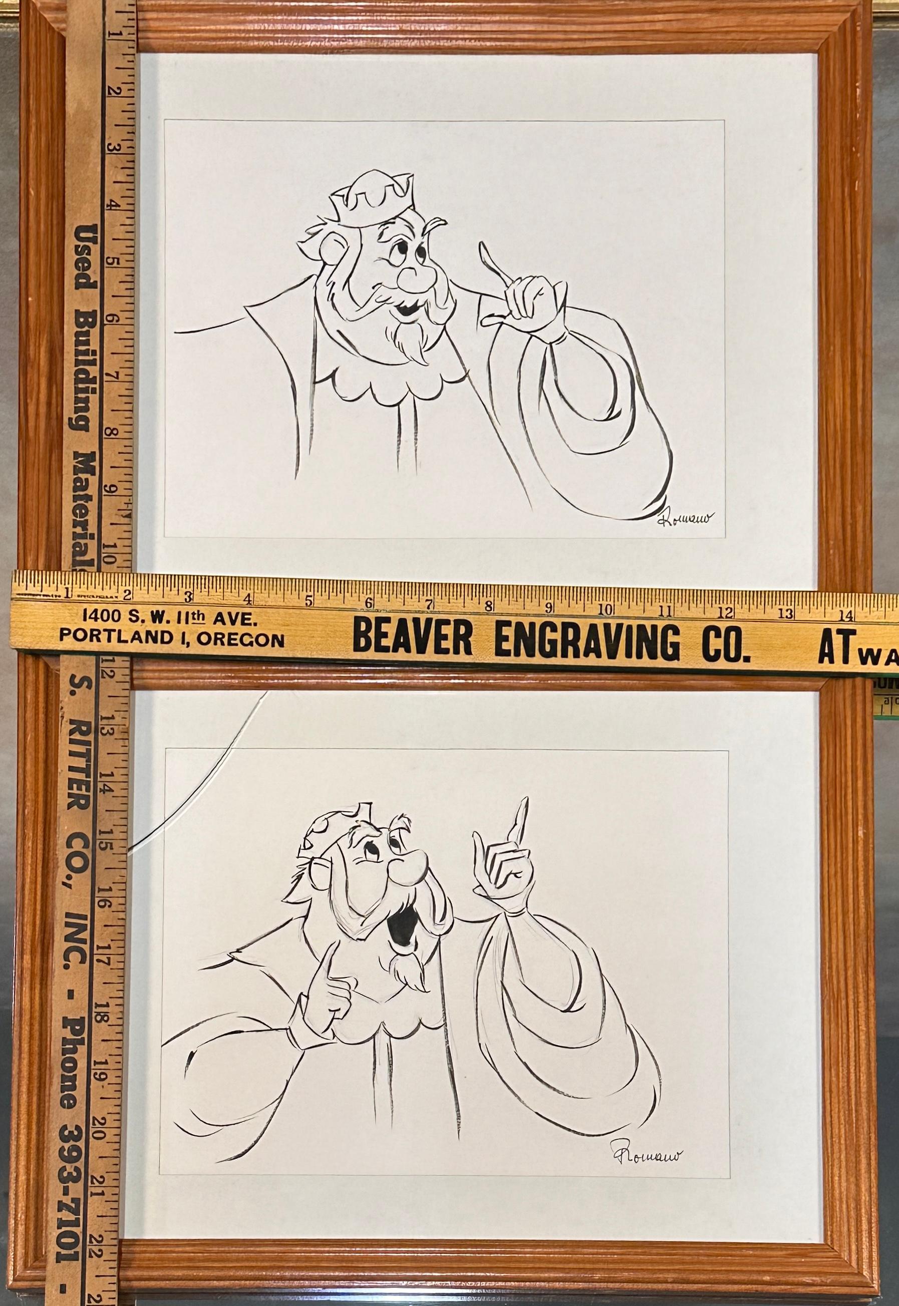 (2) Vintage Framed Disney's Sleeping Beauty Animatin Drawings