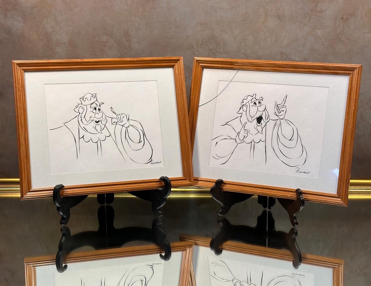 (2) Vintage Framed Disney's Sleeping Beauty Animatin Drawings