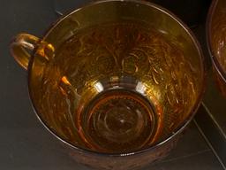 (6) Indiana Glass Amber colored Tiara Indiana Sandwich Teacups
