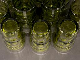 Set of Kings Crown Green Thumprint Juice Glasses