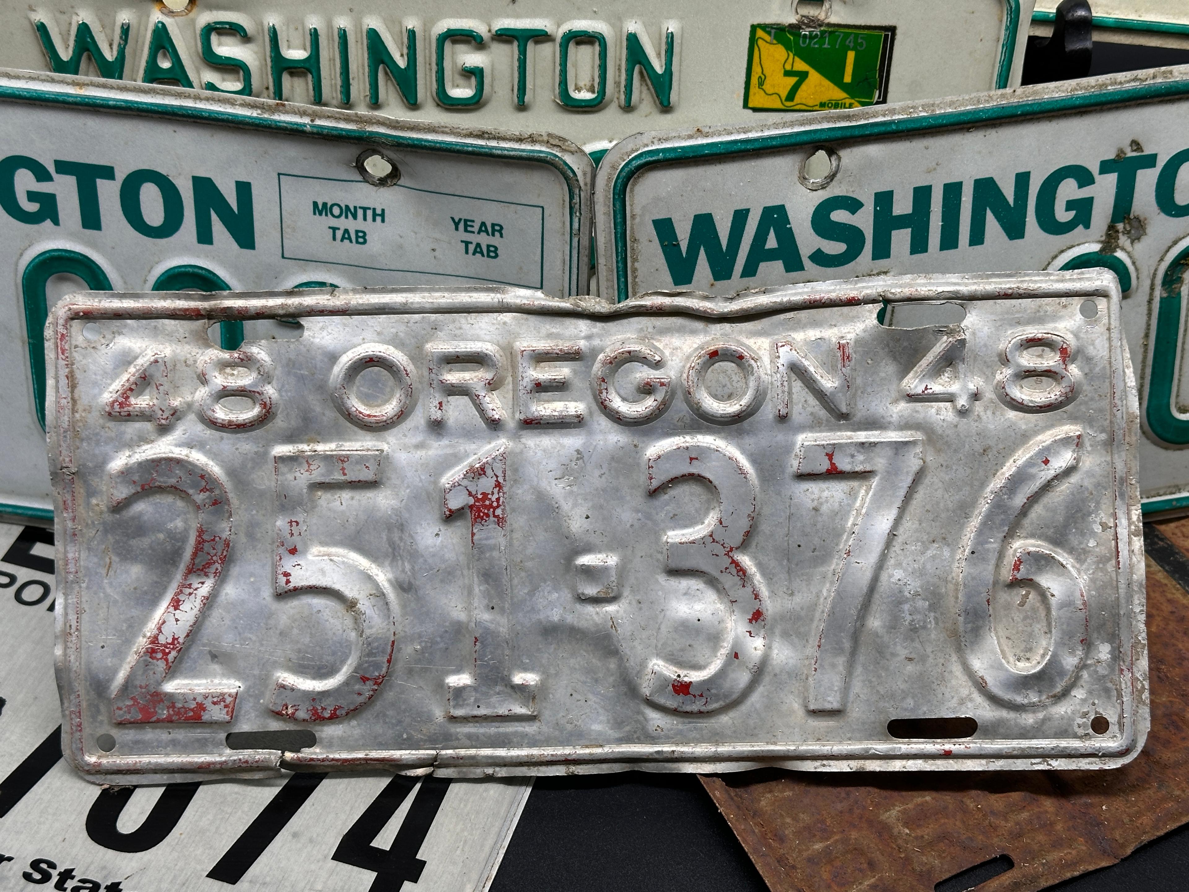 Oregon, Washington and Texas License Plates