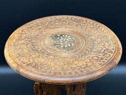 Beautiful Hand Carved Wood Accent Table