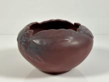 Van Briggle Oak Leaf Acorn Bowl Vase in Mulberry