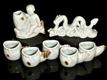 Chinese Craftsmen Ishing Seafoam Green Porcelain Items