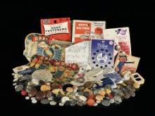 Large Collction of Buttons and Sewing Items