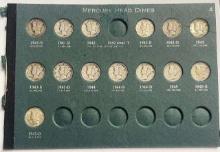 1941-1945 Mercury Silver Dime Album Page (14-coins)