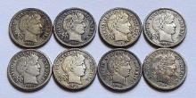 (8) 1911-1916 Barber Silver Dimes (8-coins)