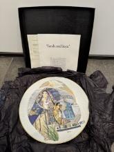 COLLECTIBLE CERAMIC PLATE - SARAH AND ISAAC PAINT - IN ORIGINAL BOX WITH PAPERS