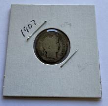 1907 BARBER DIME COIN