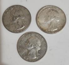 3 PIECES OF 1963 WASHINGTON QUARTER DOLLAR COIN