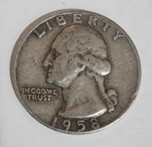 1958 WASHINGTON QUARTER DOLLAR COIN