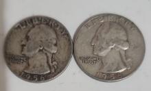 2 PIECES OF 1956 WASHINGTON QUARTER DOLLAR COIN