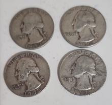4 PIECES OF 1952 WASHINGTON QUARTER DOLLAR COIN
