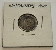 1907 Canada 10 Cents Silver Coin - Edward VII