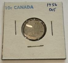1956 Canada 10 Cents Silver Coin - Elizabeth II