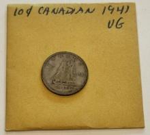 1941 Canada 10 Cents Silver Coin - Elizabeth II