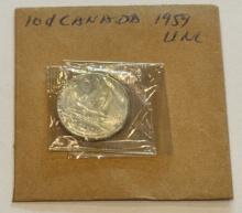 1959 Canada 10 Cents Silver Coin - Elizabeth II
