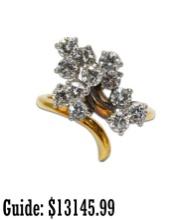 18k Gold Diamond Cocktail Ring - 1.35 tdw - Size