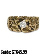 14k Gold Art Nouveau Style Diamond Ring Circa