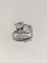 14K White Gold Cubic Zirconia Ring - Size 7.5